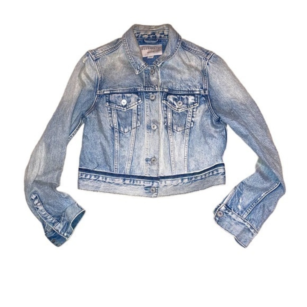 All saints weathered denim jeans jacket